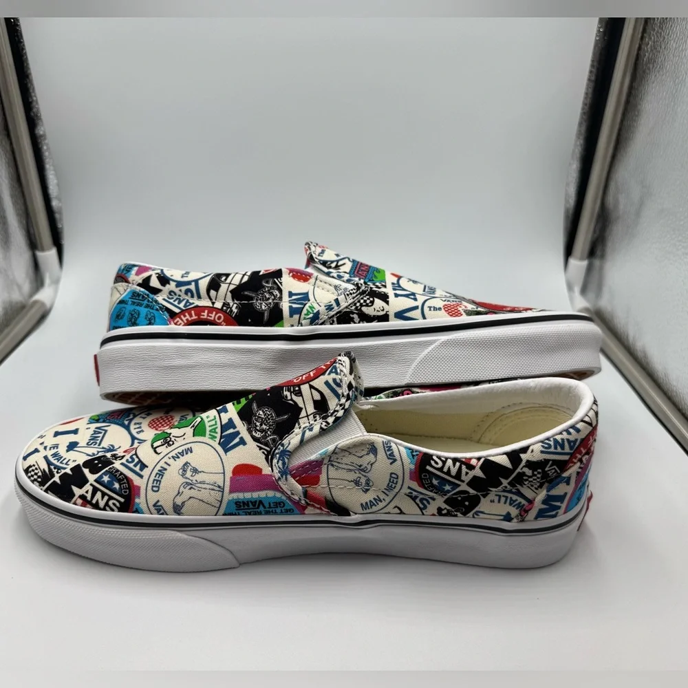 Vans NWT Classic Slip On Logo Mashup Print Sneakers 8W 6.5M - Picture 5 of 8